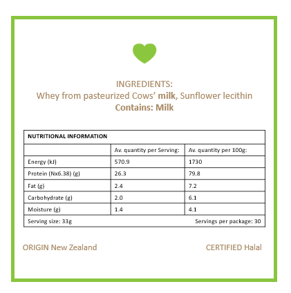 100% Natural New Zealand Protein Powder - Unflavored - 1kg (Pick-up)